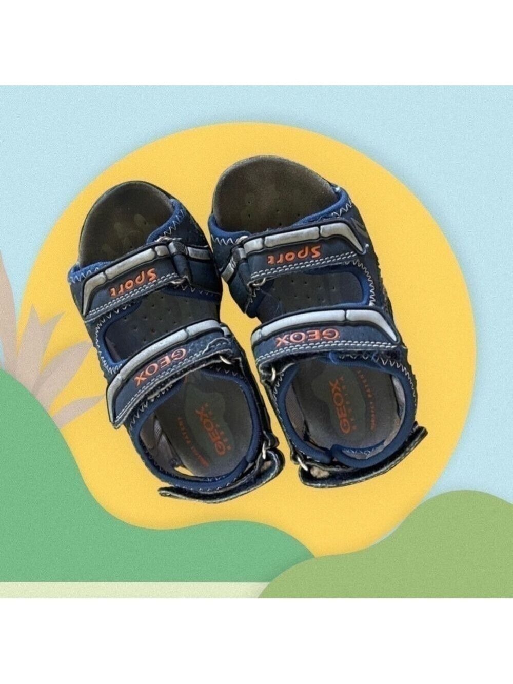 GEOX - sport boys toddlers open sandals blue orange sz US 9